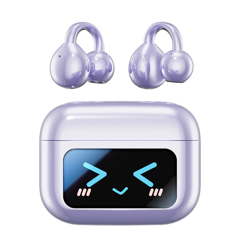 Open Clip Wireless Headphones with Touch LED Display for Bluetooth 5.4 Digital Battery Indicator JL Chipset