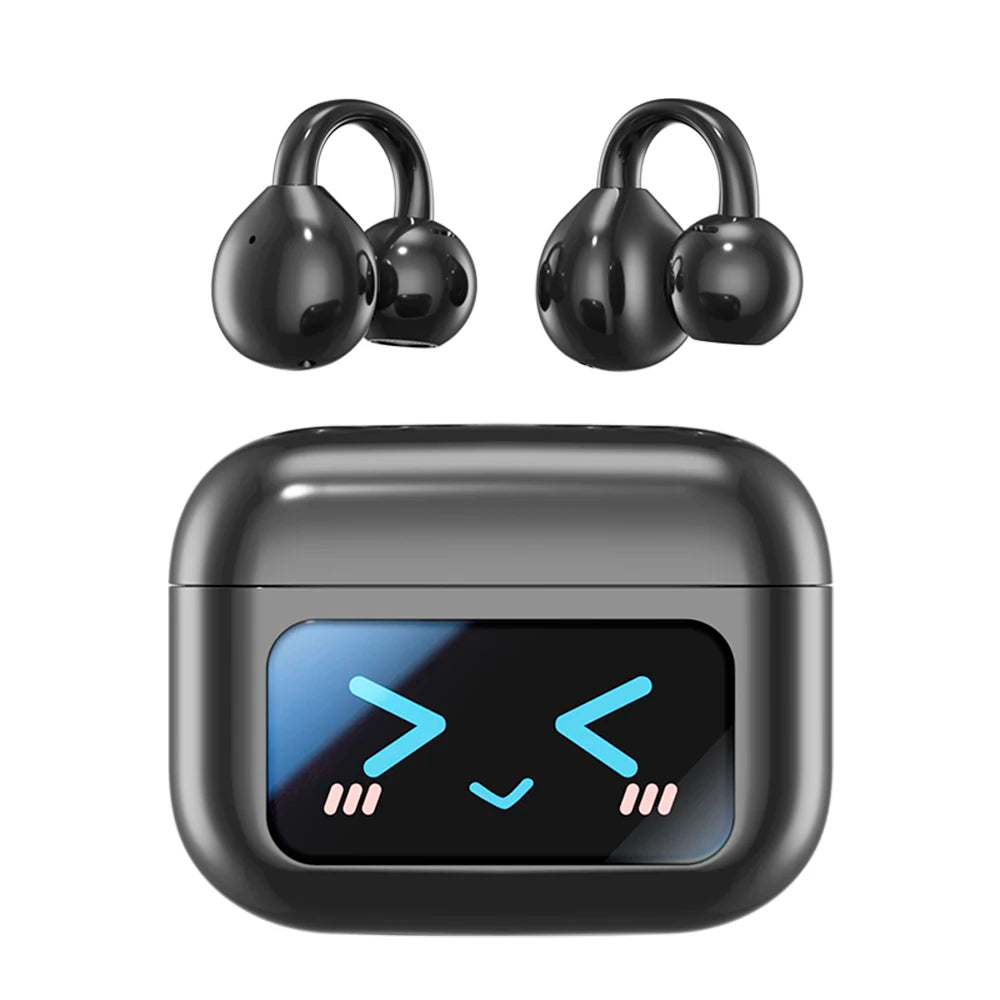 Open Clip Wireless Headphones with Touch LED Display for Bluetooth 5.4 Digital Battery Indicator JL Chipset