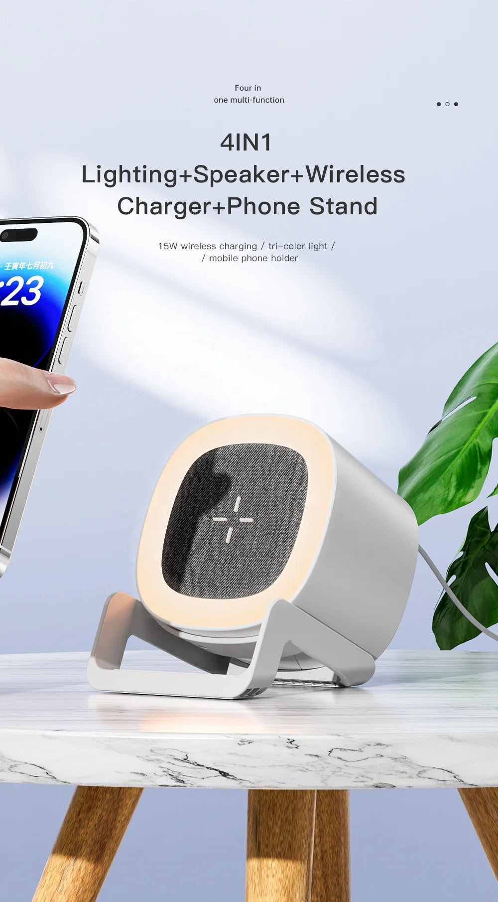 Wholesale Customized Good Quality  15W Wireless Chargers Table  RGB Lamp Speaker Wireless Charger for Cell Phone