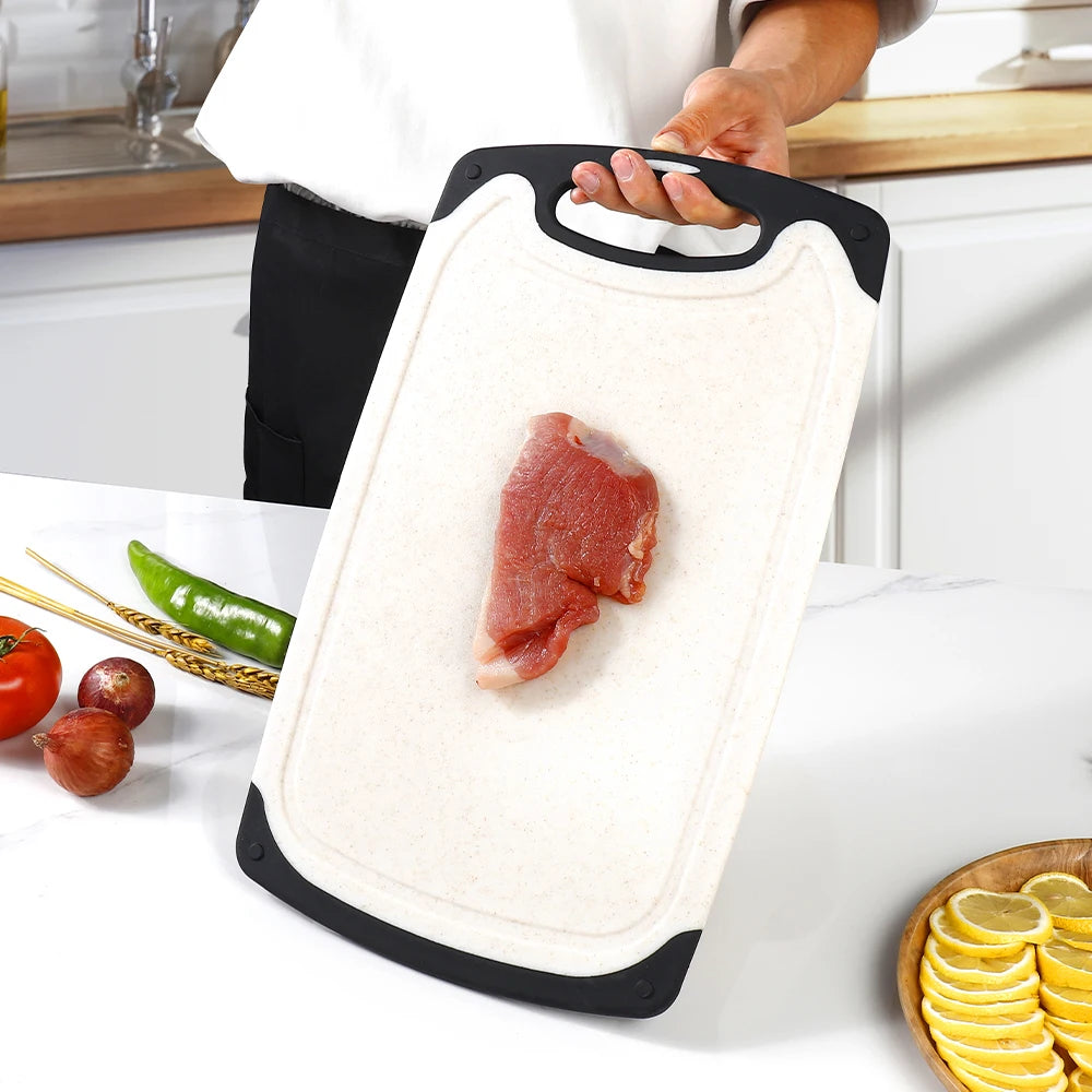 3 Pcs Plastic Non-Slip Cutting Board Cutting Board Set Dishwasher Safe Meat Veggies Fruits Kitchen Chopping Board