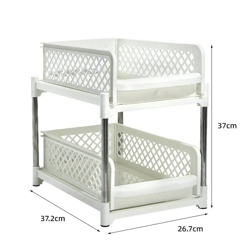 2-Tier Under Sink Organizer — Slide-Out Kitchen & Bathroom Storage Rack