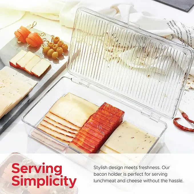 Bacon & Cheese Fridge Storage Container — Cold Cuts Meat Saver