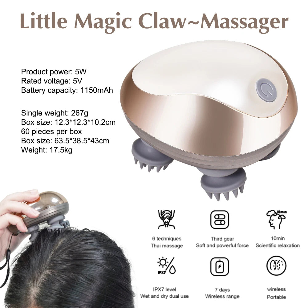 Waterproof Electric Scalp Massager — Hair Growth Head Scratcher