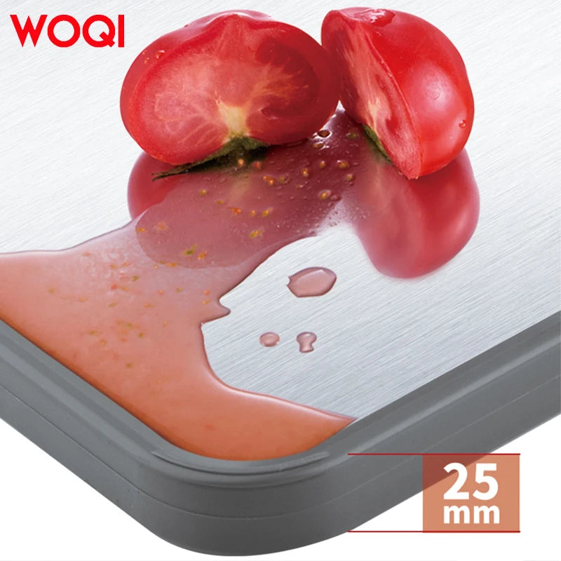 WOQI Eco-Friendly Double-Sided Cutting Board — Wood & Stainless Steel