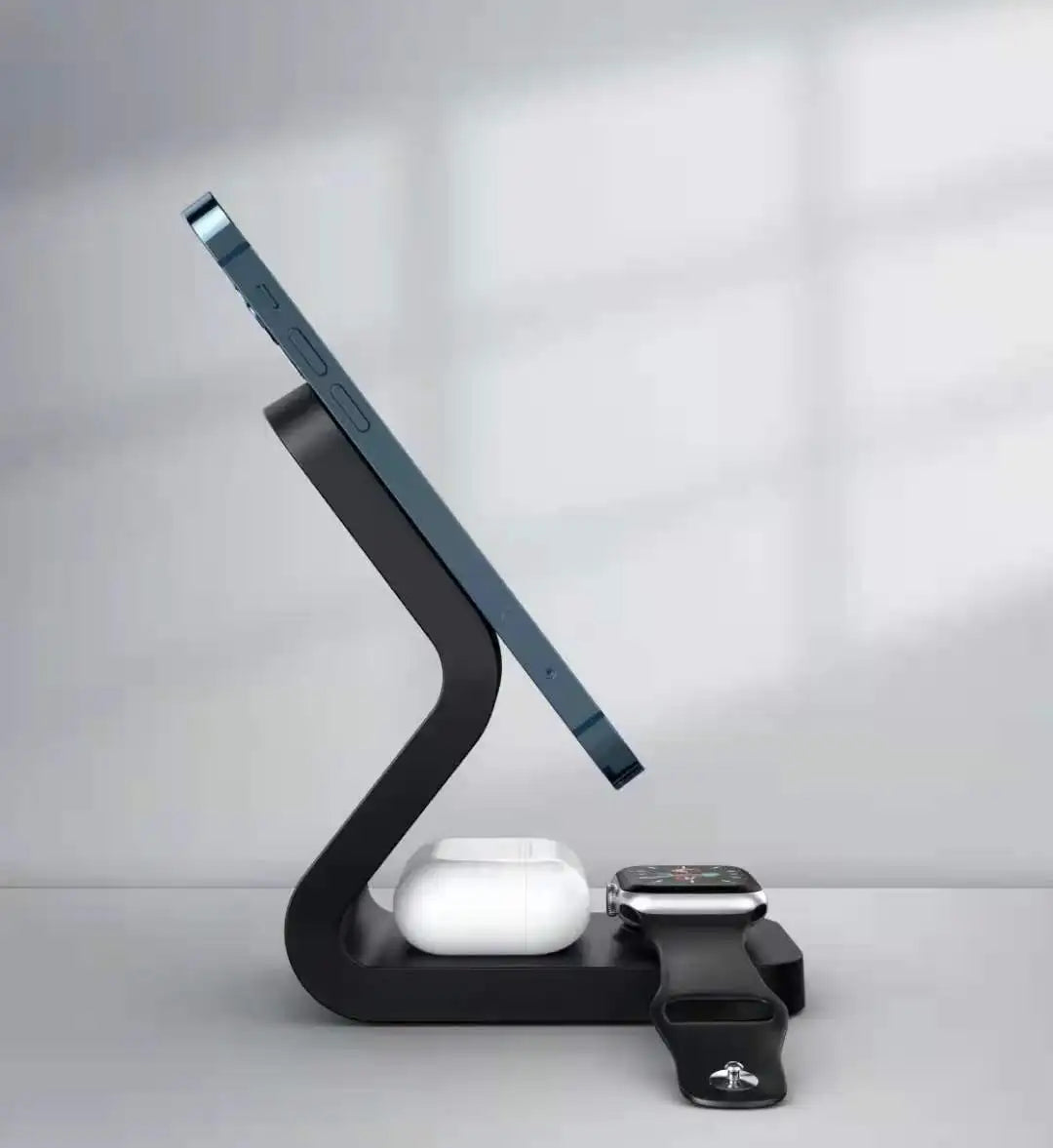 3-in-1 Wireless Charger Stand 15W — Phone, Watch & Headset Dock