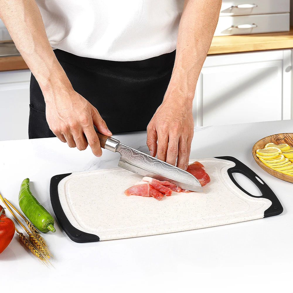 3 Pcs Plastic Non-Slip Cutting Board Cutting Board Set Dishwasher Safe Meat Veggies Fruits Kitchen Chopping Board