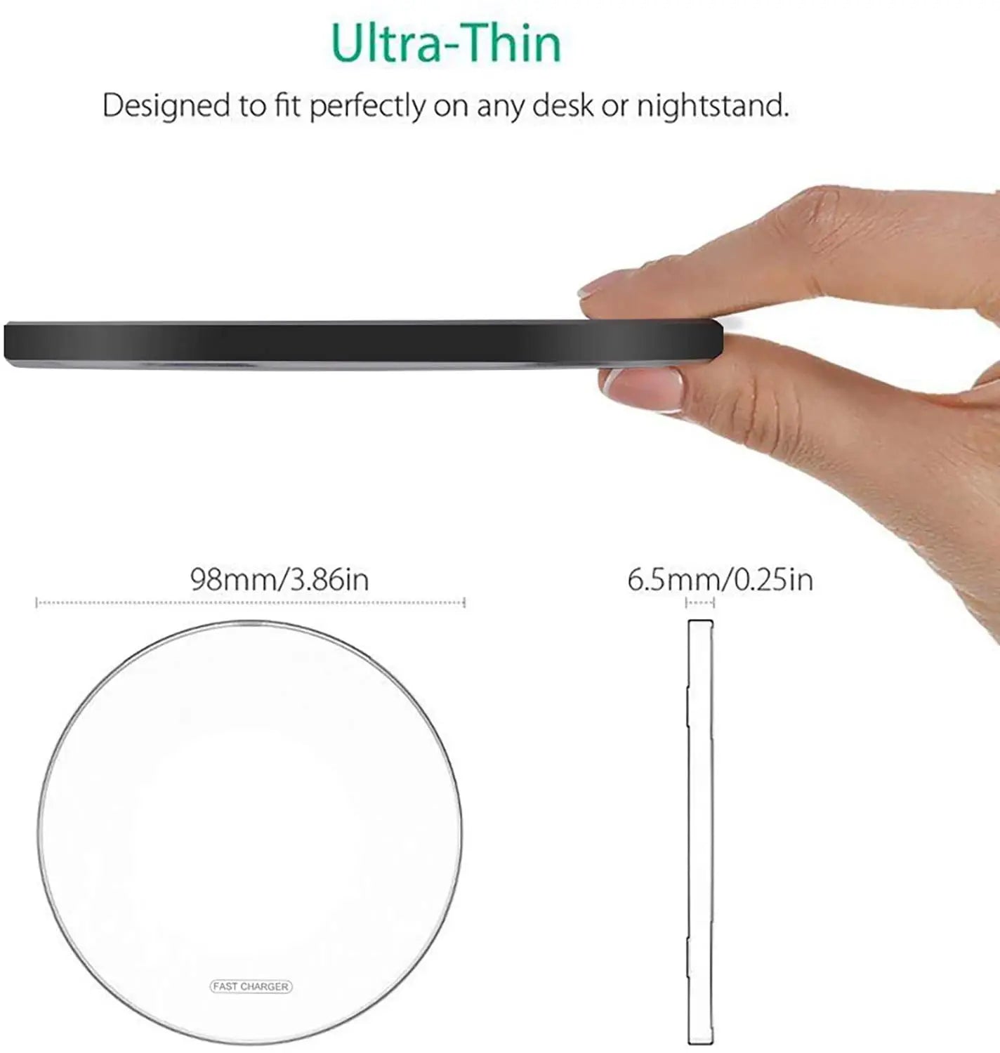 15W Fast Wireless Charger Pad — Compatible with iPhone & Android