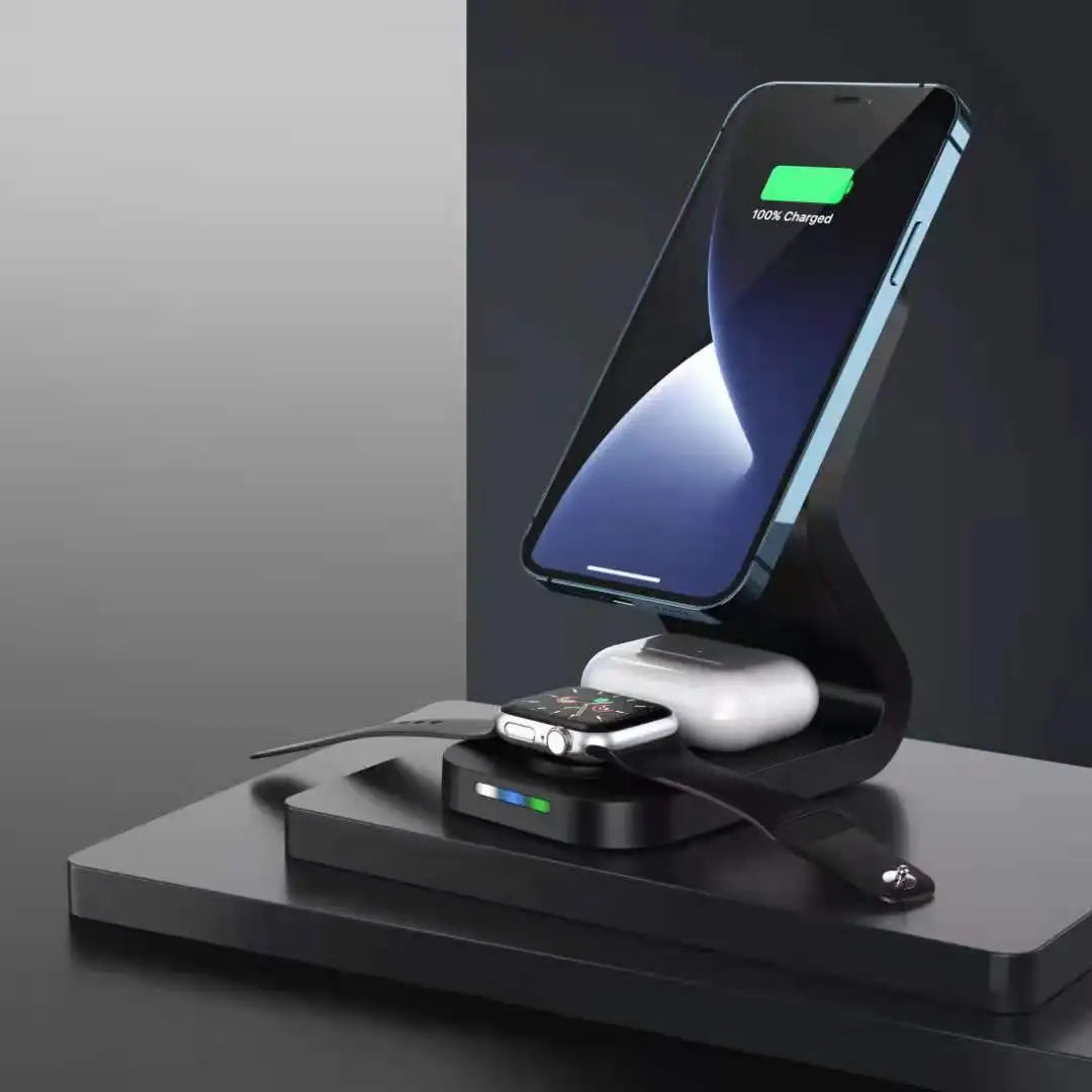 3 In1 Wireless Charger 15W Fast Wireless Chargers Stand Mobile Phone Watch Headset Magnetic Fast Charging Dock Custom Logo