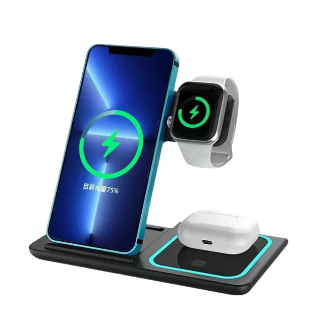 3-in-1 Magnetic Fast Wireless Charger — iPhone, Watch & Earphone