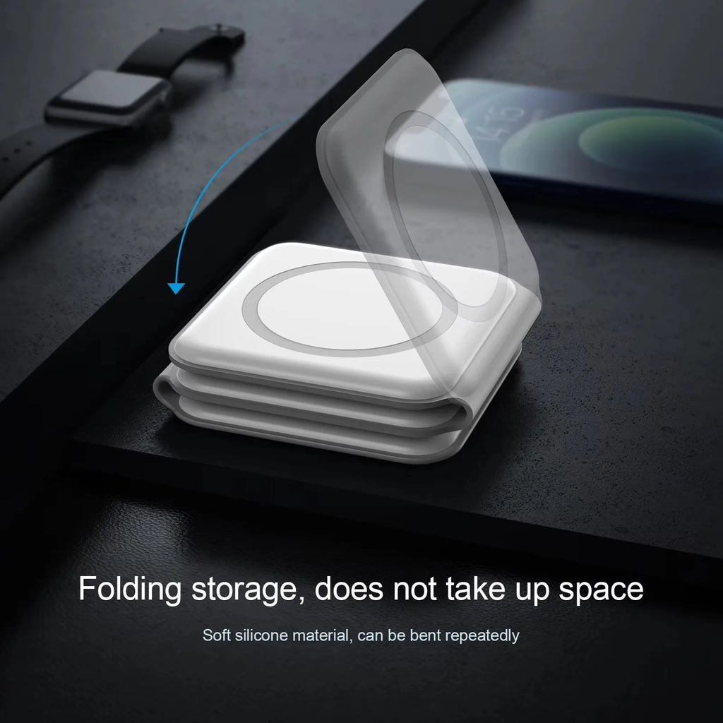 Universal Magnetic 3-in-1 Foldable Wireless Charger — iPhone, Earphone & Watch