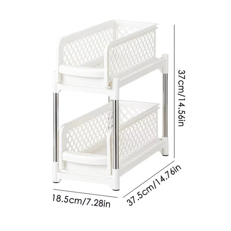 2-Tier Under Sink Organizer — Slide-Out Kitchen & Bathroom Storage Rack