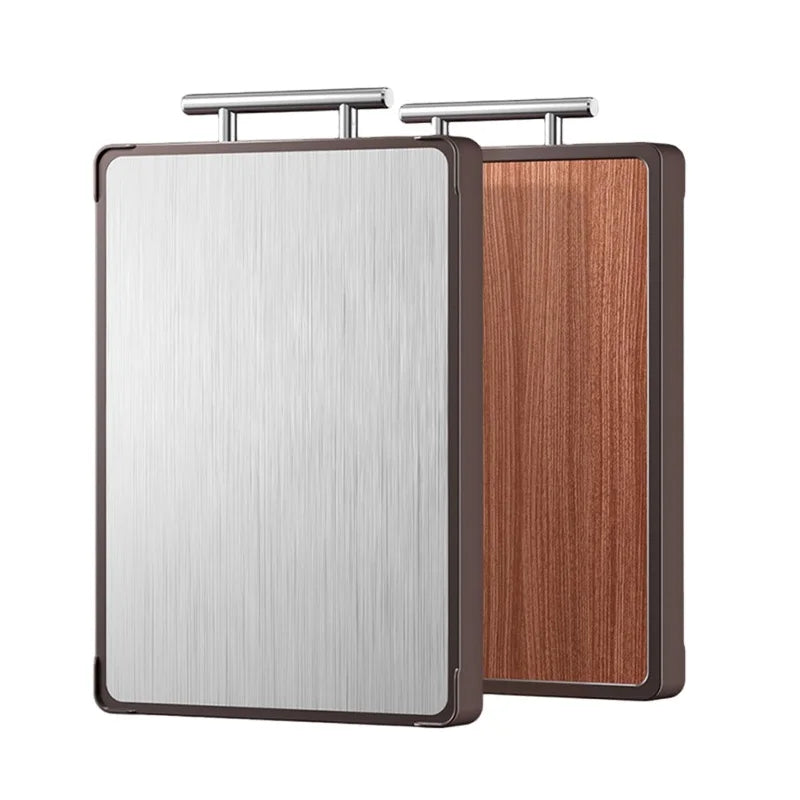 WOQI Eco-Friendly Double-Sided Cutting Board — Wood & Stainless Steel