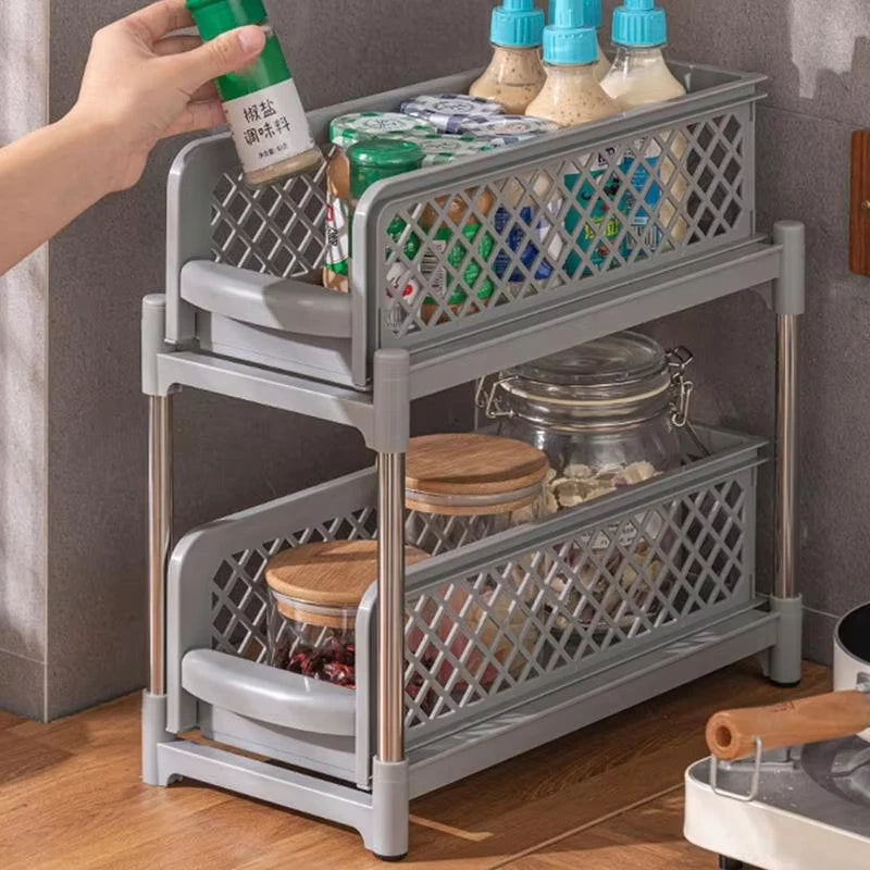 2-Tier Under Sink Organizer — Slide-Out Kitchen & Bathroom Storage Rack