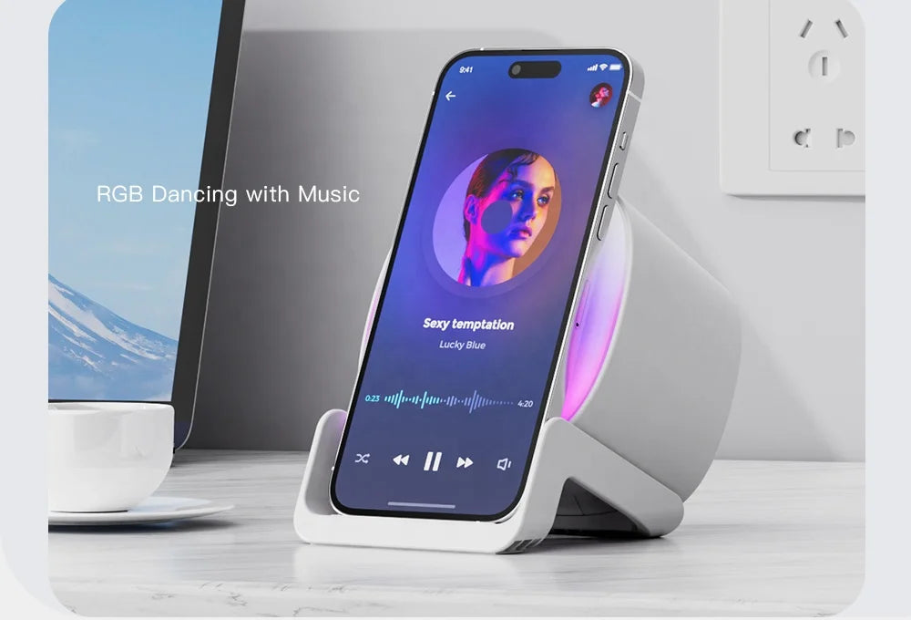 Wholesale Customized Good Quality  15W Wireless Chargers Table  RGB Lamp Speaker Wireless Charger for Cell Phone