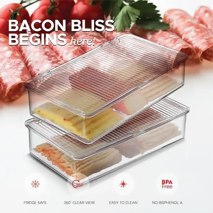 Bacon & Cheese Fridge Storage Container — Cold Cuts Meat Saver