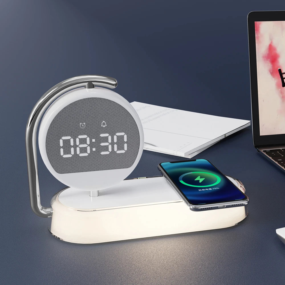 Newly Alarm Clock Mini Smart Portable 3 in 1 Multifunction Fast Portable Mobile Phone Wireless Chargers