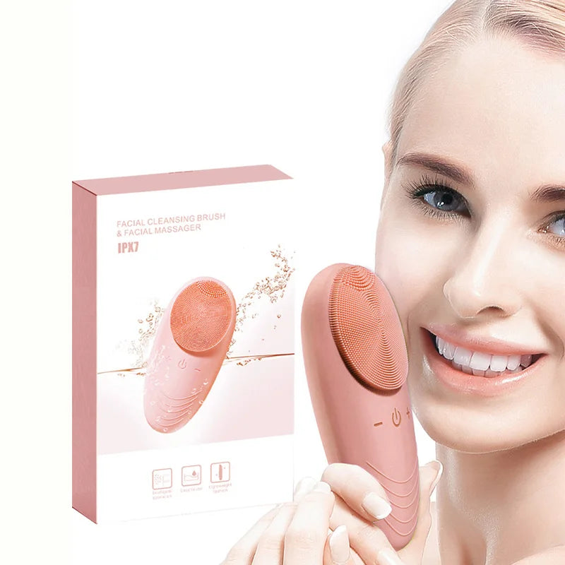 Electric Silicone Facial Cleansing Brush — Vibrating Korean Beauty Device