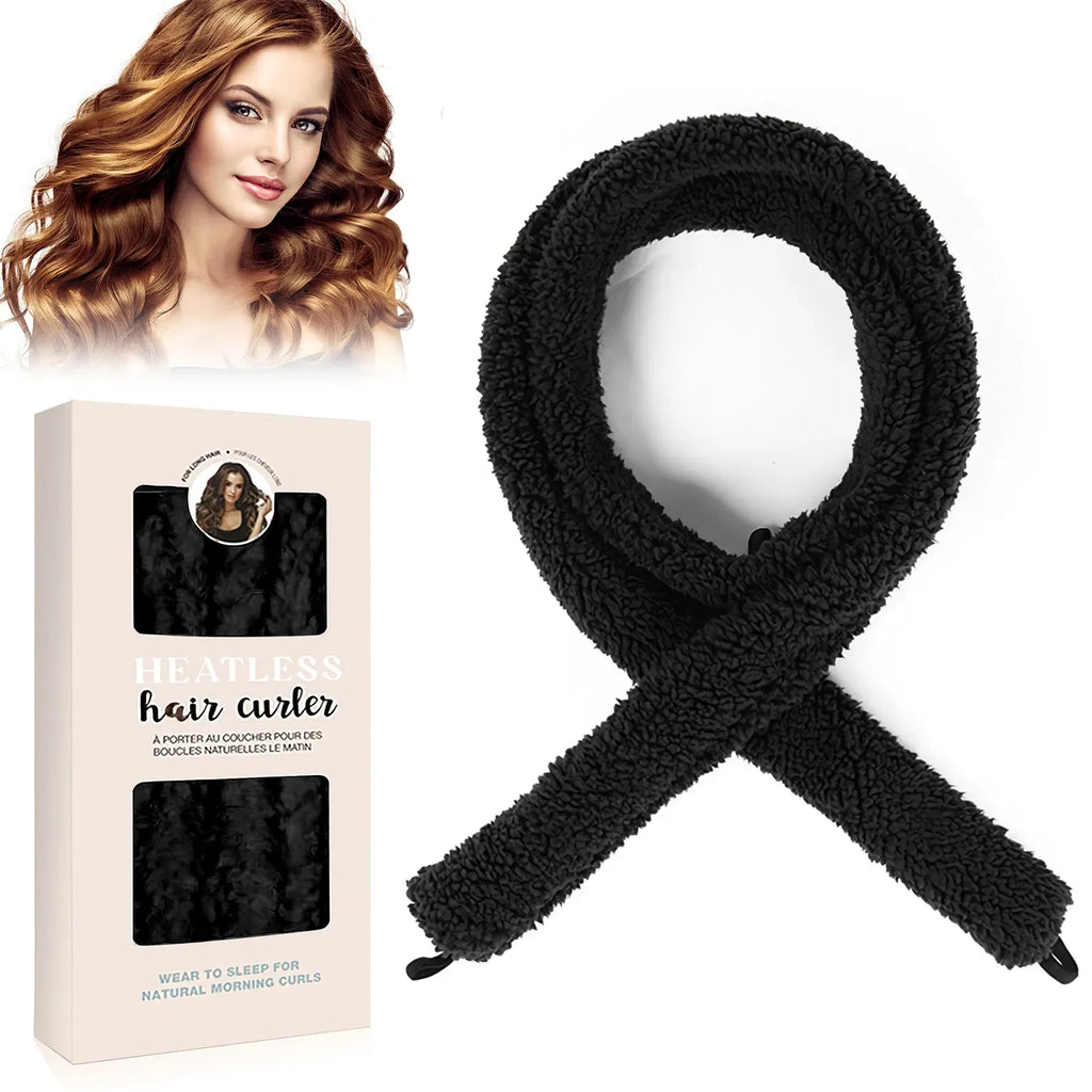 FCJ Black Satin Heatless Hair Curler — Cold/Hot Natural Wave Overnight