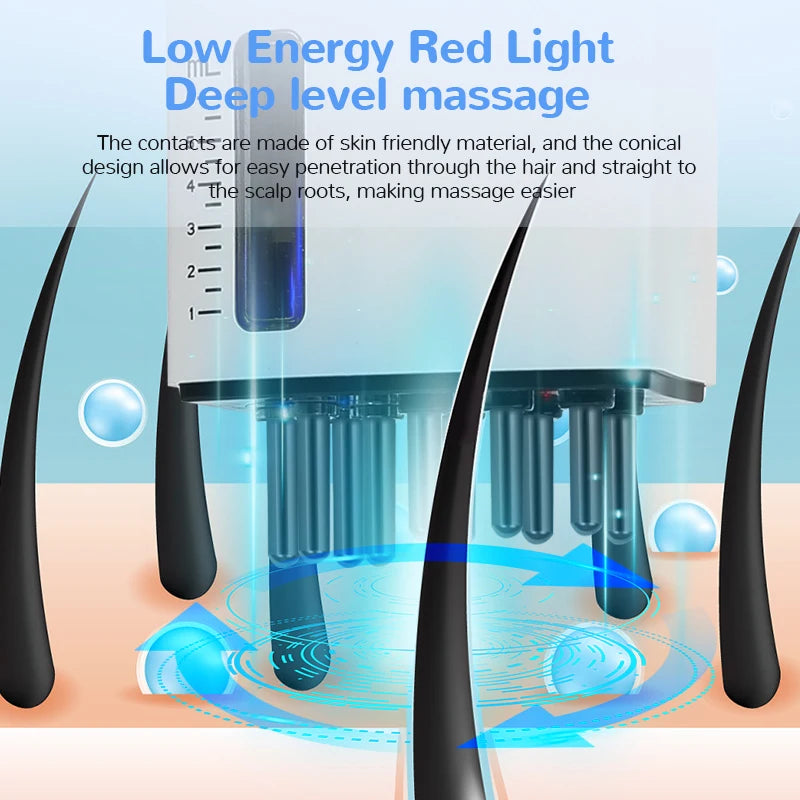 2-in-1 Electric Scalp Massager with Red Light Therapy — Hair Oil Dispenser