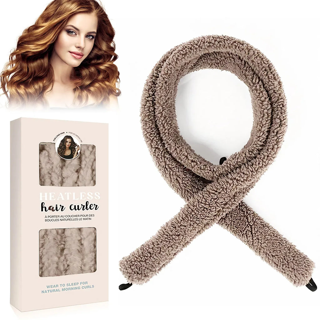 FCJ Light Brown Satin Heatless Hair Curler — Natural Wave Overnight