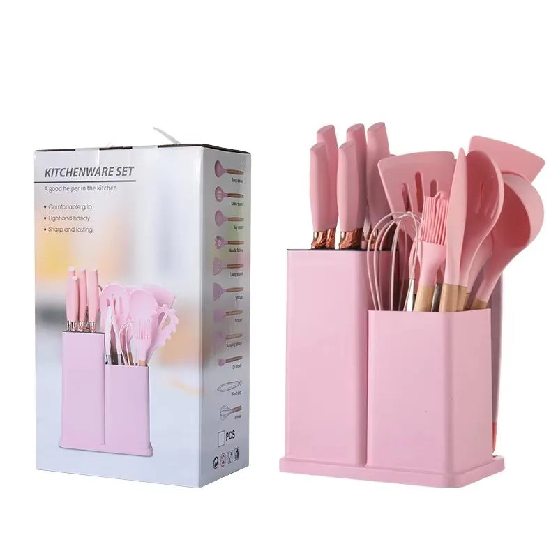 19-Piece Kitchen Knife & Silicone Utensils Set — With Chopping Board