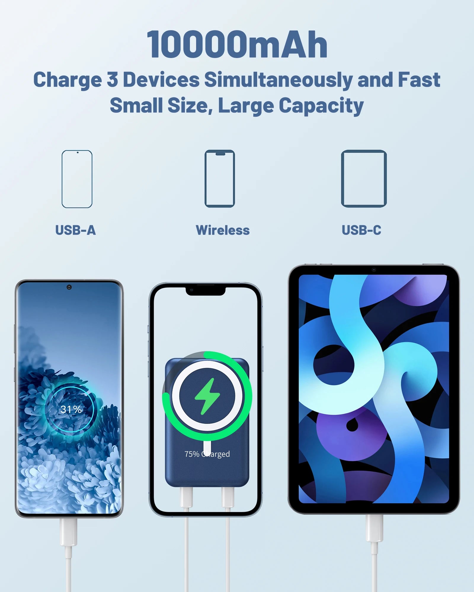 New Portable Slim Foldable HolderMagnetic Battery Pack Wireless Chargers Power Bank 5000mah Megsaf Batteries Magnetic Power Bank