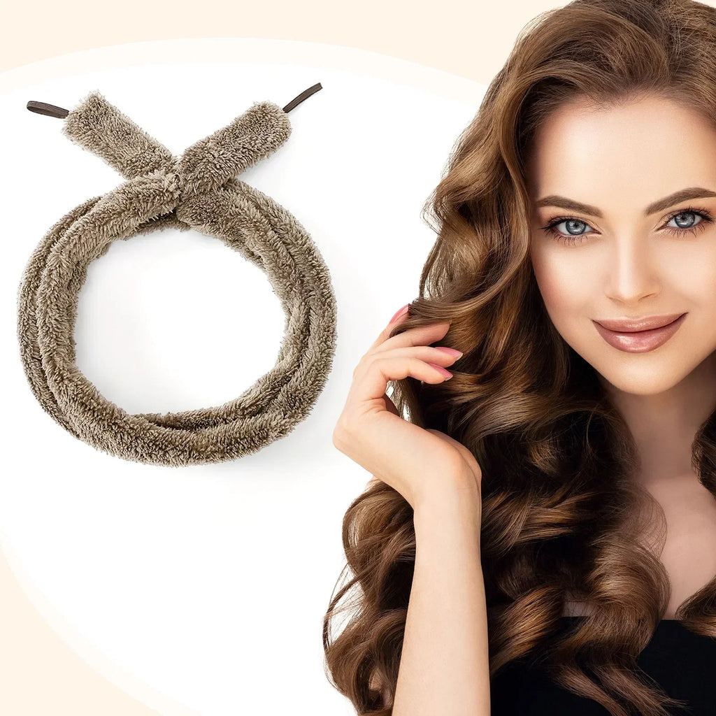 FCJ Light Brown Satin Heatless Hair Curler — Natural Wave Overnight