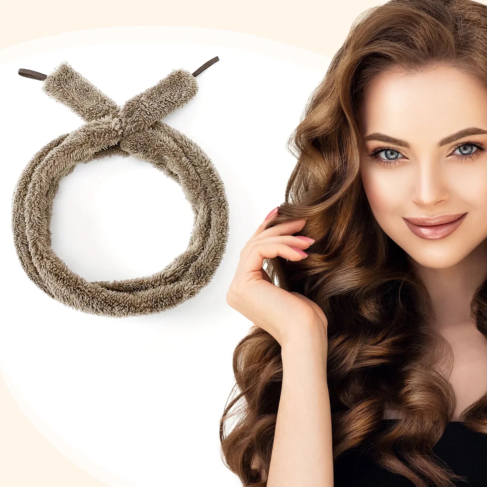 FCJ Light Brown Satin Heatless Hair Curler — Natural Wave Overnight