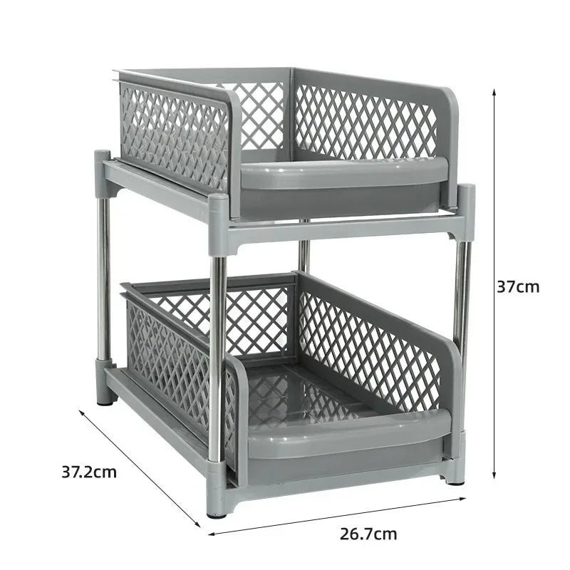 2-Tier Under Sink Organizer — Slide-Out Kitchen & Bathroom Storage Rack
