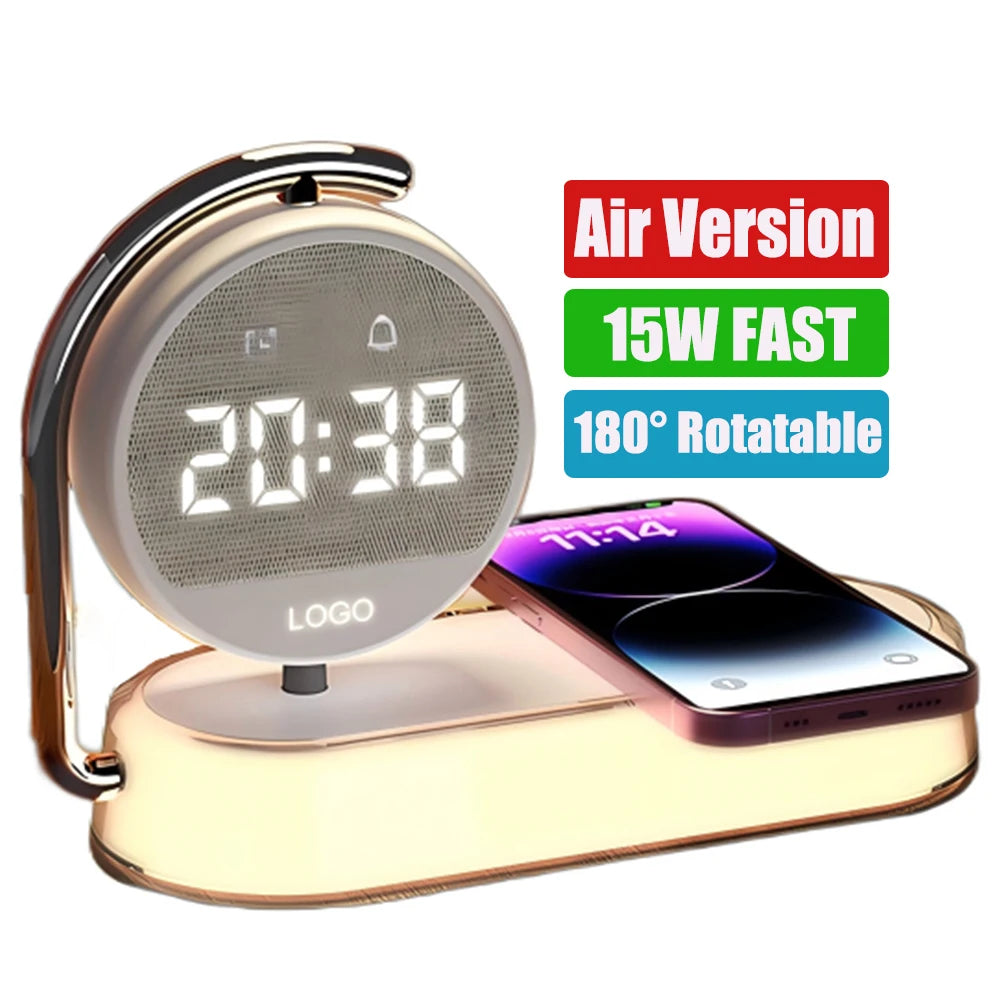 Newly Alarm Clock Mini Smart Portable 3 in 1 Multifunction Fast Portable Mobile Phone Wireless Chargers