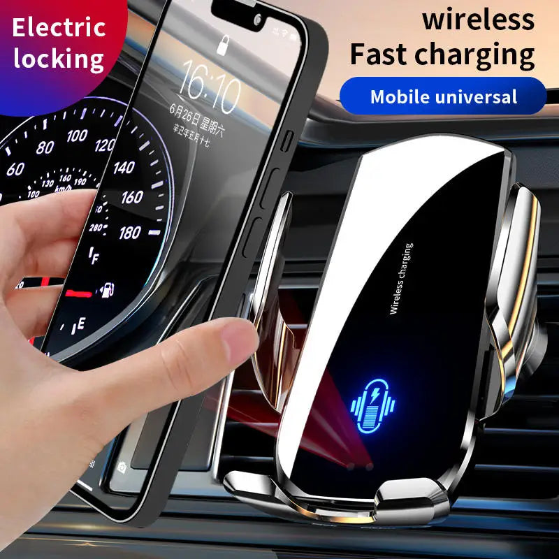Electric Locking Car Air Vent Wireless Chargers for  Car Phone Holder Station 15W Fast Charging
