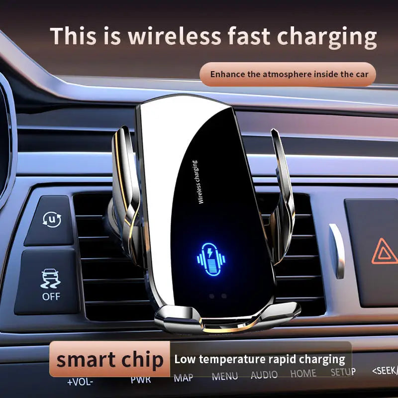 Electric Locking Car Air Vent Wireless Chargers for  Car Phone Holder Station 15W Fast Charging