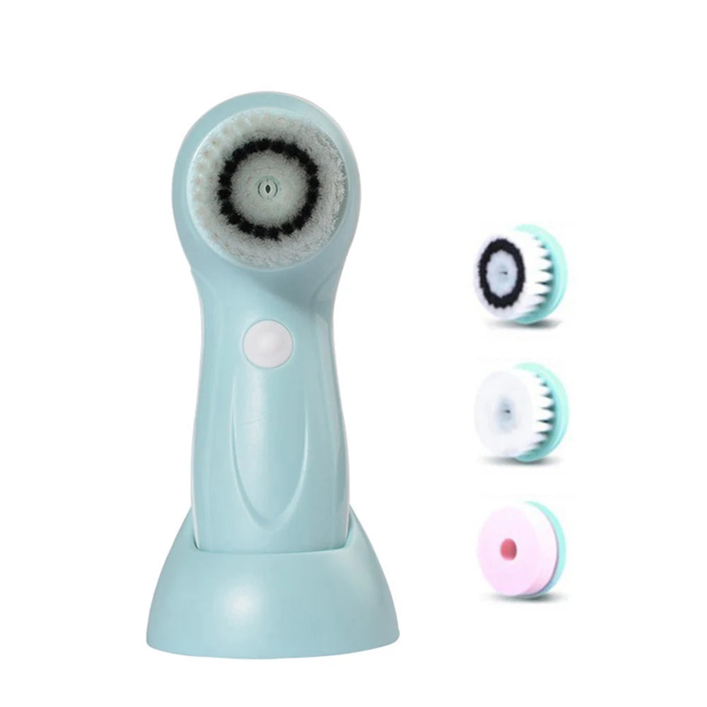 3-in-1 Rechargeable Electric Facial Cleansing Brush — Waterproof Portable