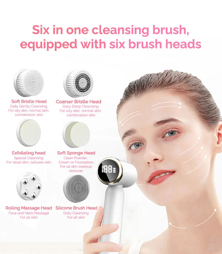 IPX6 Waterproof Sonic Facial Cleansing Brush — Silicone 1000mAh Skin Care