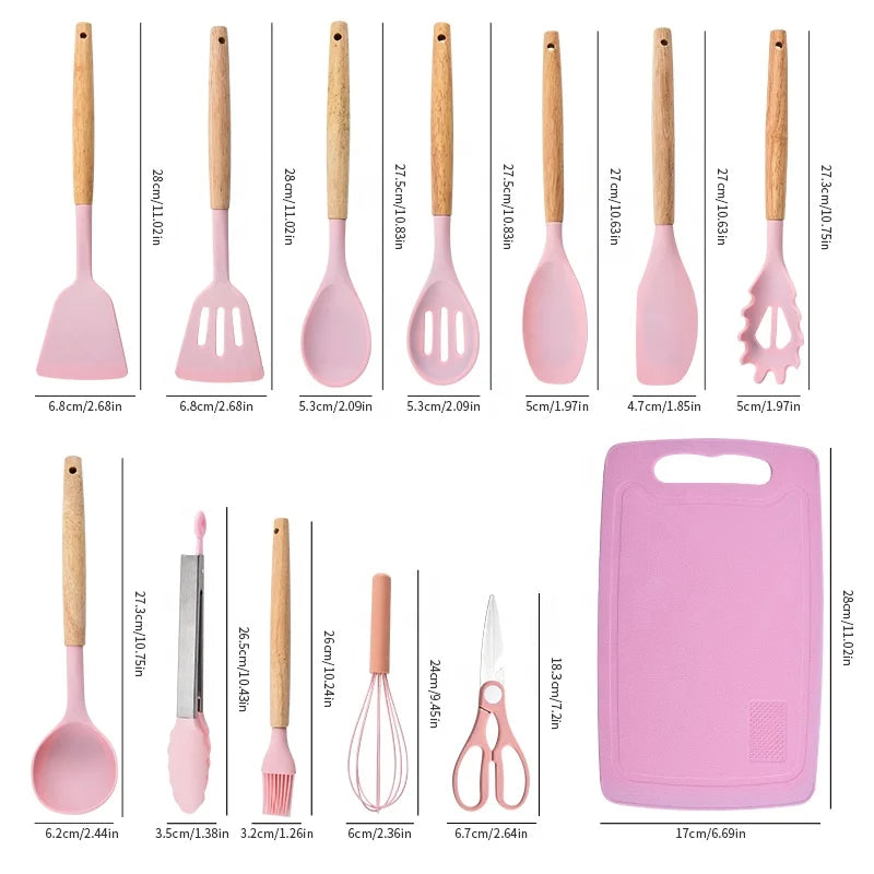 19-Piece Kitchen Knife & Silicone Utensils Set — With Chopping Board