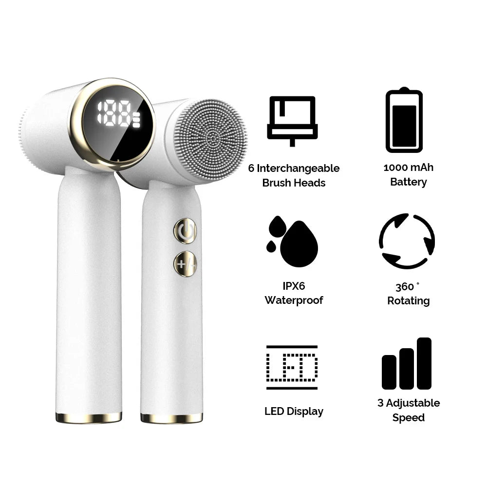 IPX6 Waterproof Sonic Facial Cleansing Brush — Silicone 1000mAh Skin Care