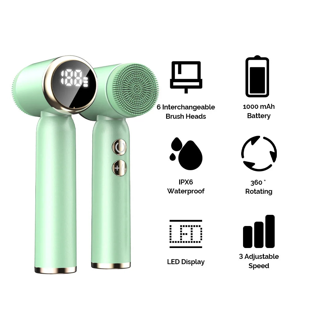IPX6 Waterproof Sonic Facial Cleansing Brush — Silicone 1000mAh Skin Care