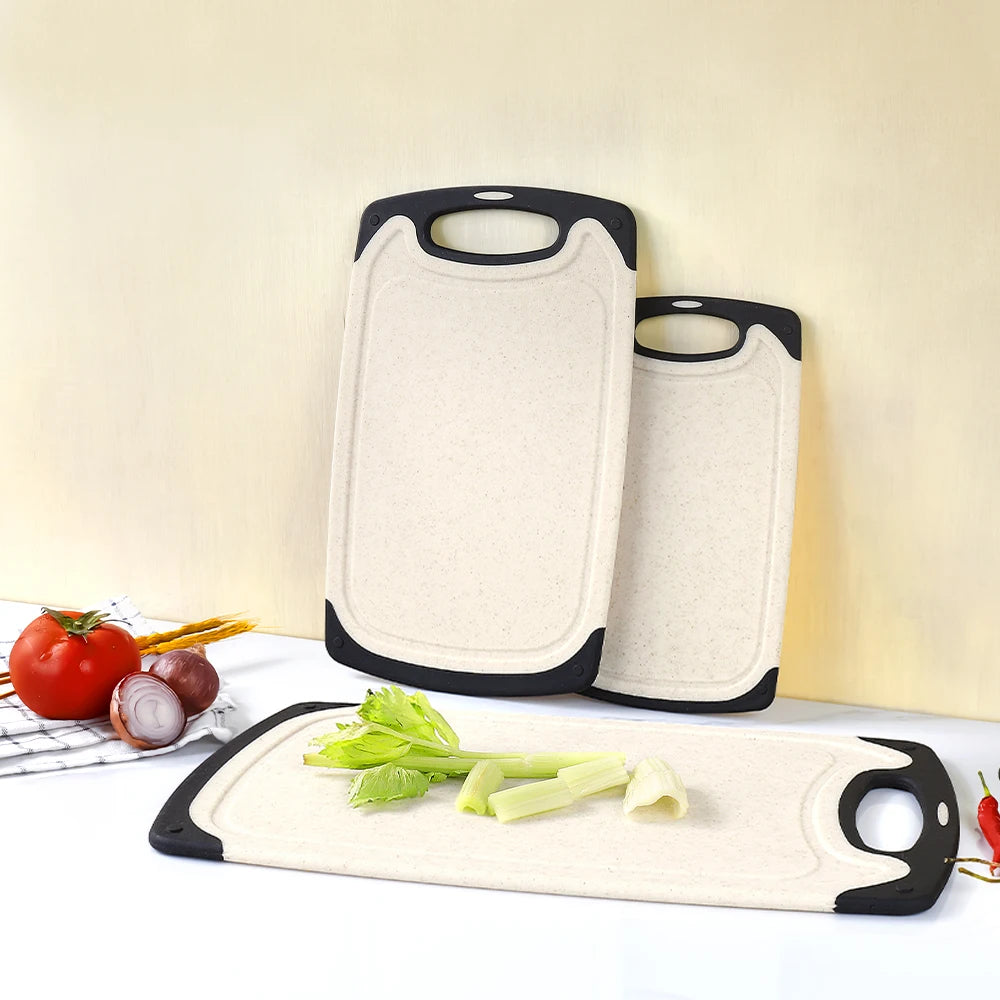 3 Pcs Plastic Non-Slip Cutting Board Cutting Board Set Dishwasher Safe Meat Veggies Fruits Kitchen Chopping Board