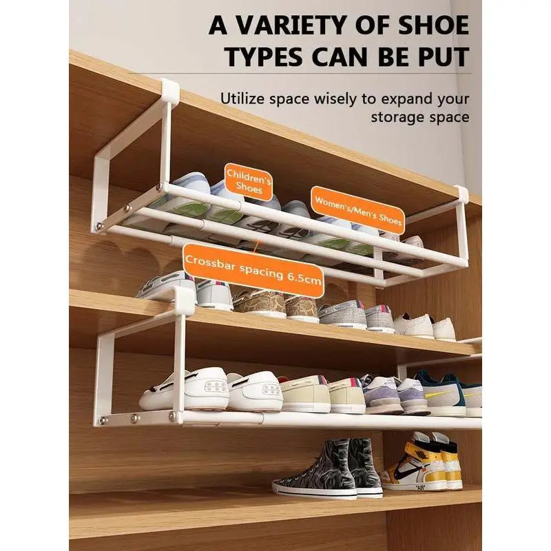 Adjustable 16.5-31.5 Inch Expandable China Shoe Storage Rack Hanging Retractable Shoe Organizer Cabinet Closet Space Saving Shoe
