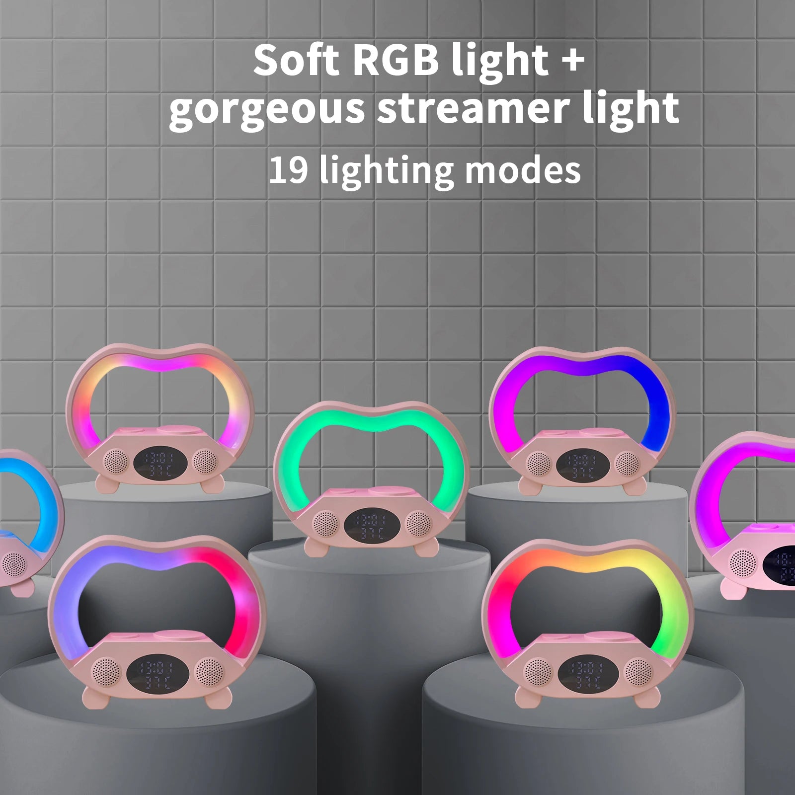Portable Smart Loudspeaker Enclosure Speakers With Wireless Chargers Music Lights Clock RGB LED Lamp for Outdoor Party Gift