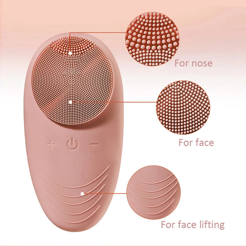 Electric Silicone Facial Cleansing Brush — Vibrating Korean Beauty Device