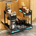 Under-Sink Expandable 2-Tier Metal Cabinet Organizer — Dual Slide-Out Drawers