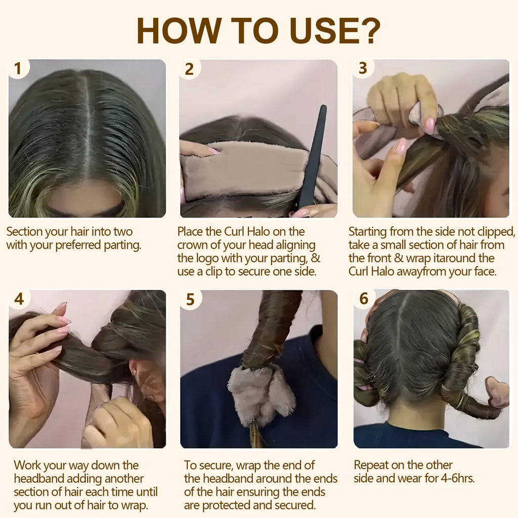 FCJ Light Brown Satin Heatless Hair Curler — Natural Wave Overnight