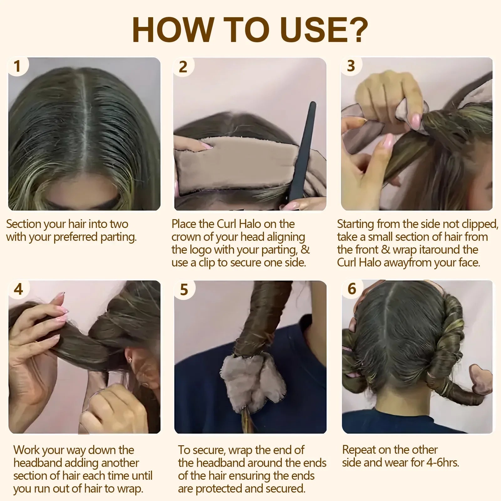 FCJ Light Brown Satin Heatless Hair Curler — Natural Wave Overnight