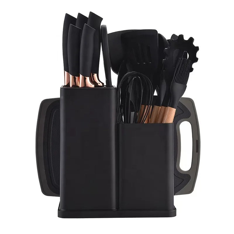 19-Piece Kitchen Knife & Silicone Utensils Set — With Chopping Board