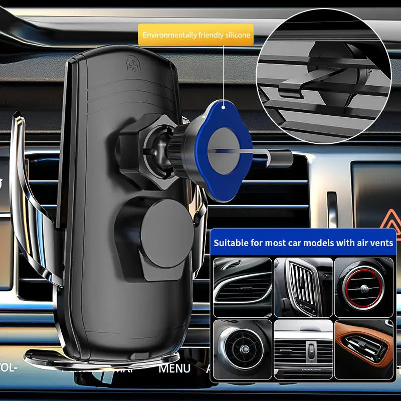 Electric Locking Car Air Vent Wireless Chargers for  Car Phone Holder Station 15W Fast Charging