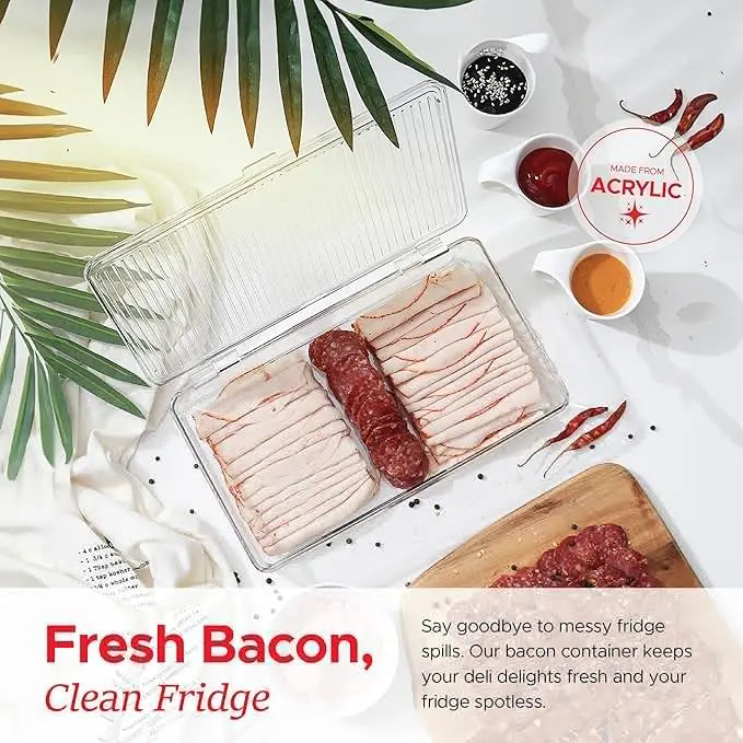 Bacon & Cheese Fridge Storage Container — Cold Cuts Meat Saver