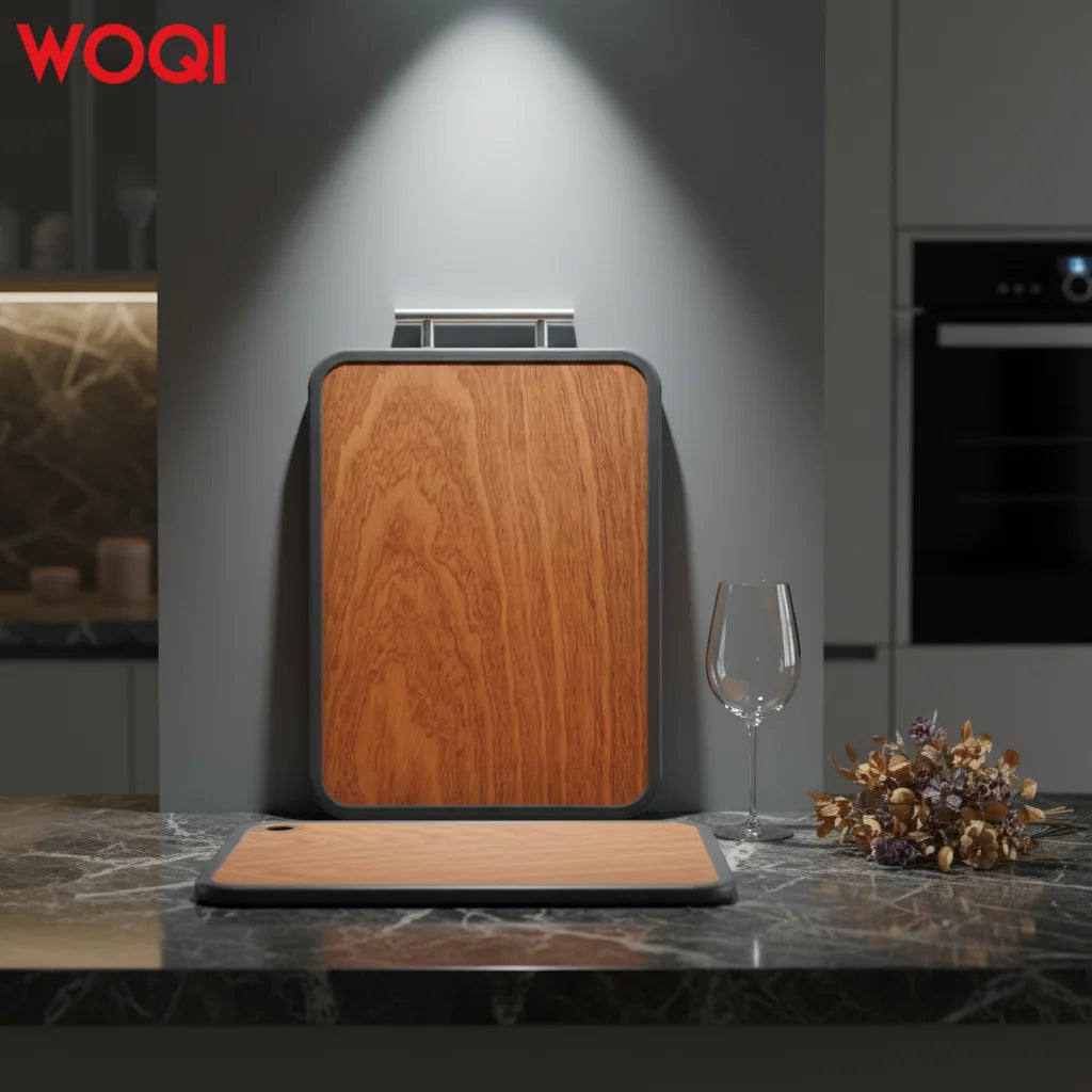 WOQI Eco-Friendly Double-Sided Cutting Board — Wood & Stainless Steel