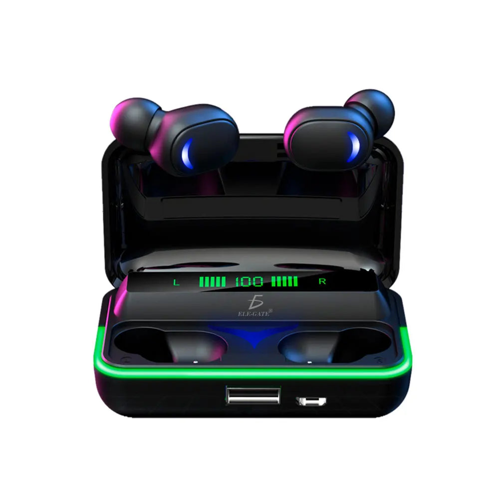 E10 TWS Wireless Headphones Semi-in-ear Design Digital Display for V5.5 Low Latency Gaming Airoha Chipset Wireless Mobile Phone