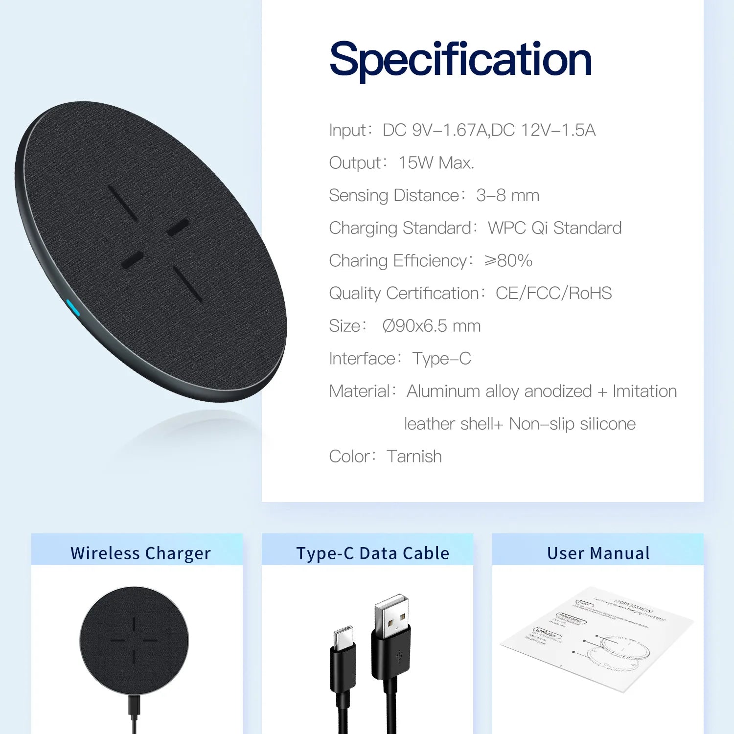 15W Magnetic Wireless Charger with Breathing LED — Power Bank & Phone Charger